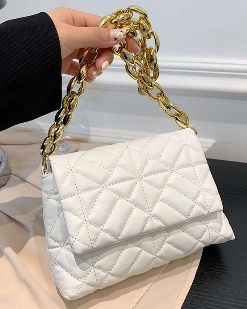Quilted Chain Strap Flap Shoulder Bag