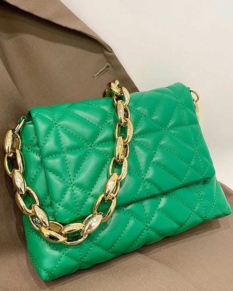 Quilted Chain Strap Flap Shoulder Bag