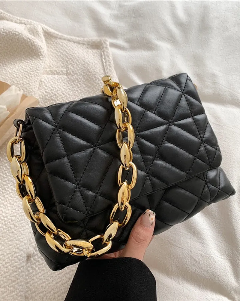 Quilted Chain Strap Flap Shoulder Bag