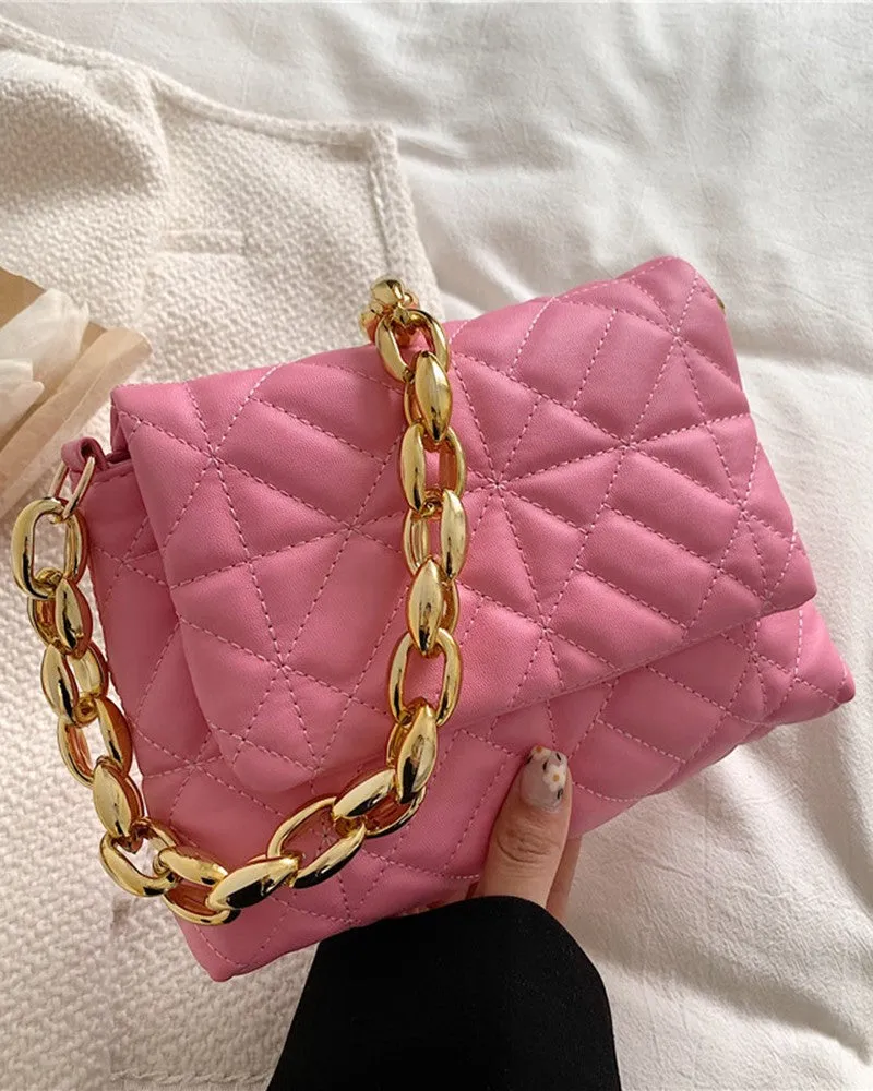 Quilted Chain Strap Flap Shoulder Bag