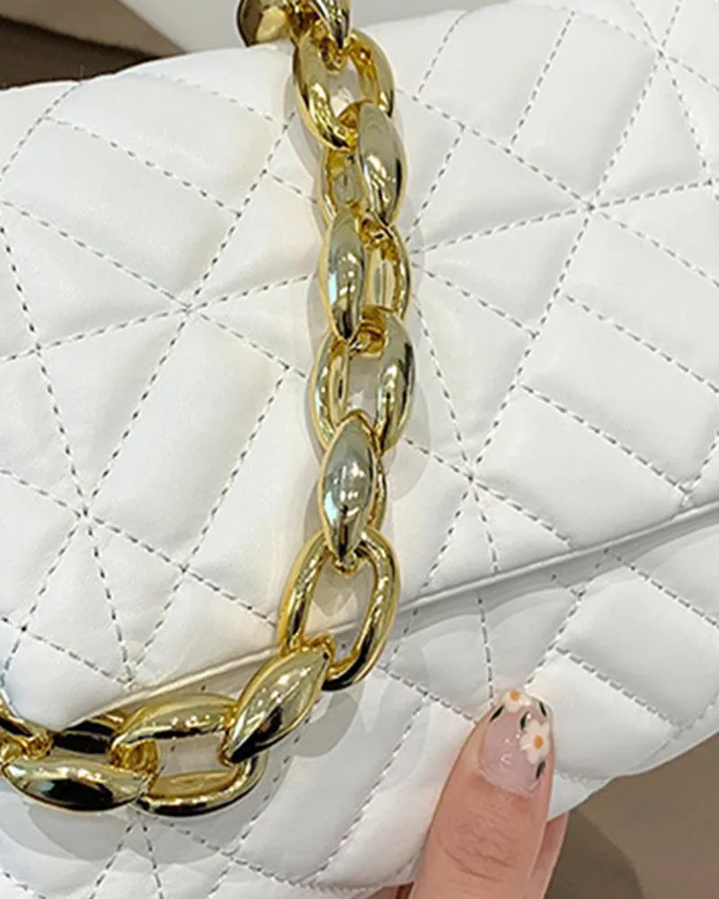 Quilted Chain Strap Flap Shoulder Bag
