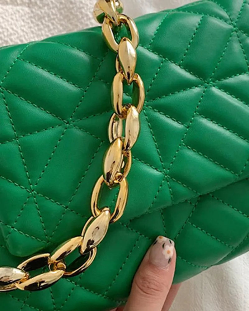 Quilted Chain Strap Flap Shoulder Bag