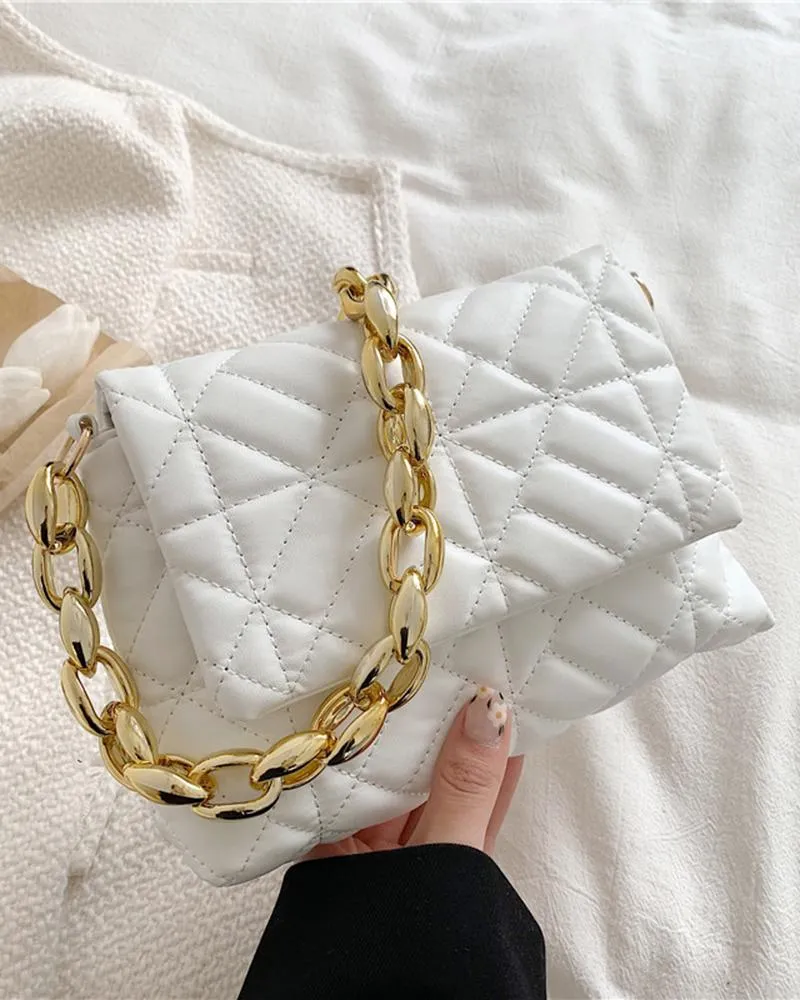 Quilted Chain Strap Flap Shoulder Bag