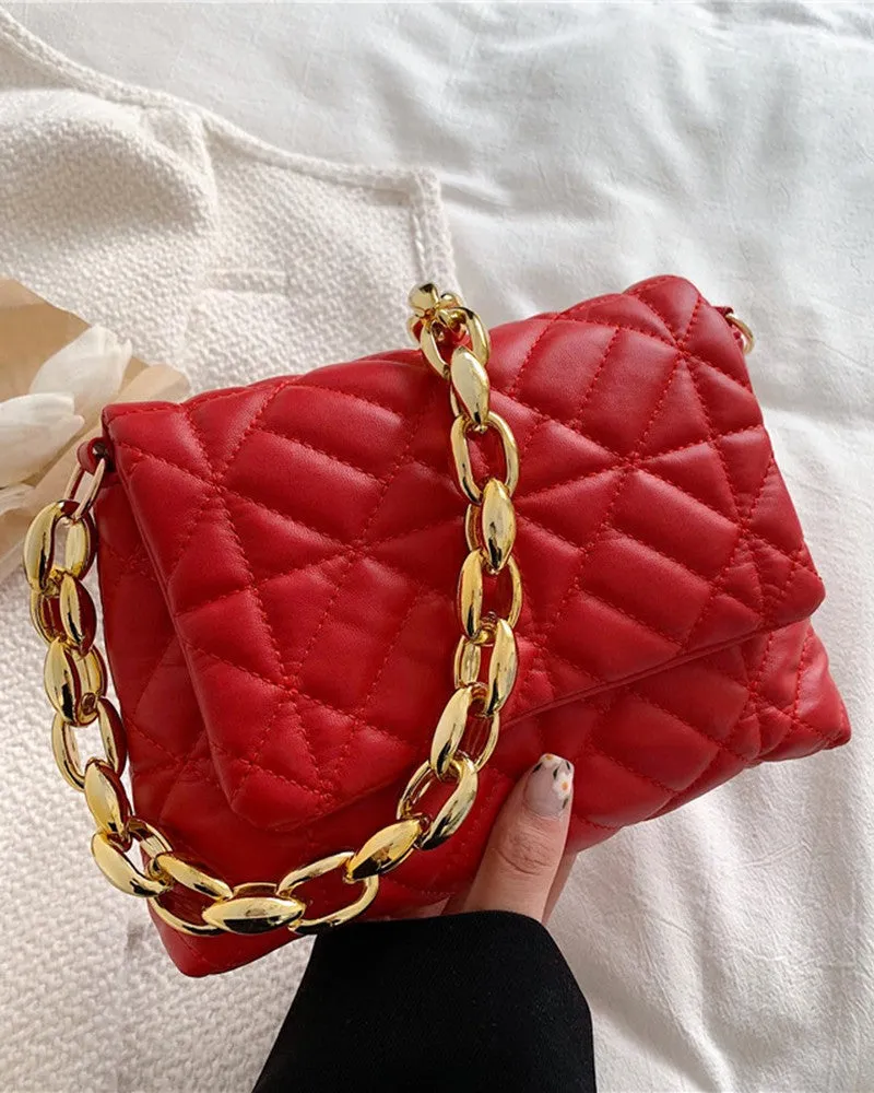 Quilted Chain Strap Flap Shoulder Bag