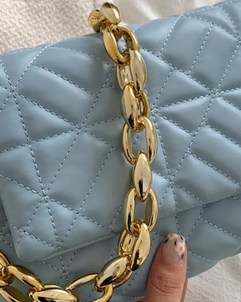 Quilted Chain Strap Flap Shoulder Bag