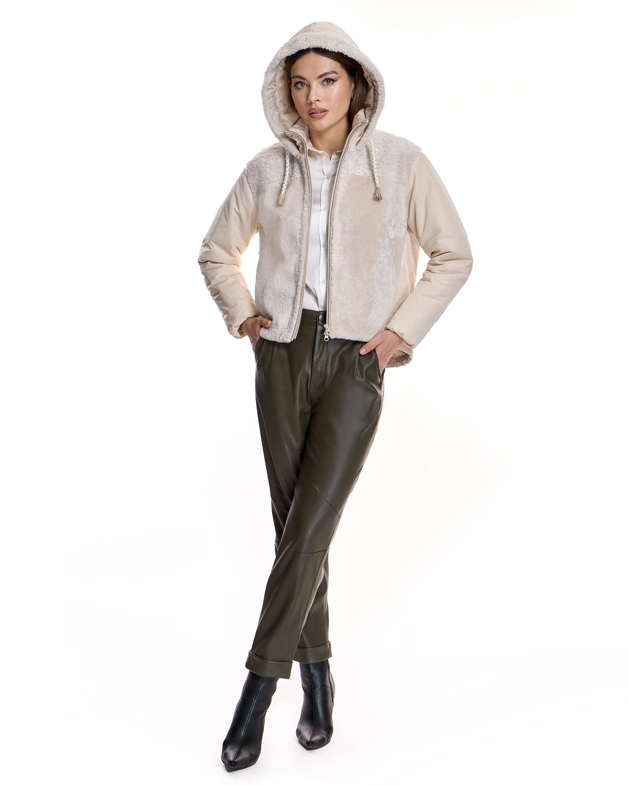 QUILTED LAMB JACKET WITH HOOD