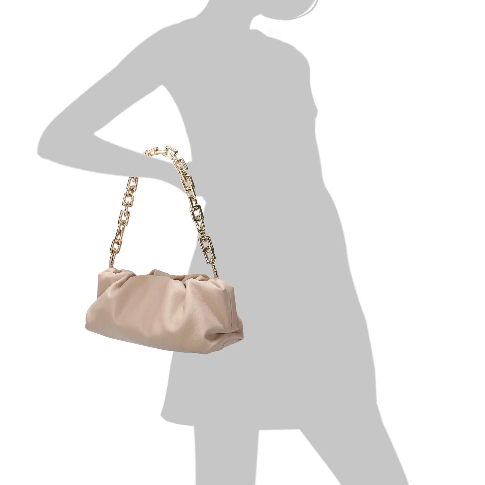 Quilted Sheepskin Leather Large Pouch/Shoulder Bag