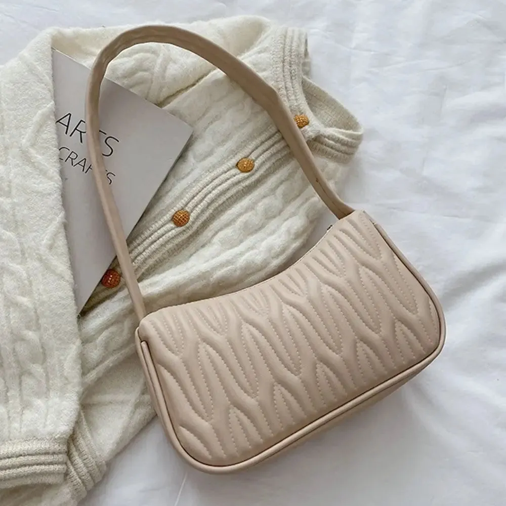 Quilted Shoulder Baguette Bag
