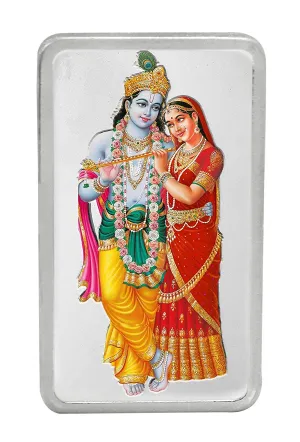 Radha Krishna Painted Precious Silver Coin 20g.