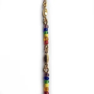 Rainbow Beads in Gold Chain by the Inch (#151)