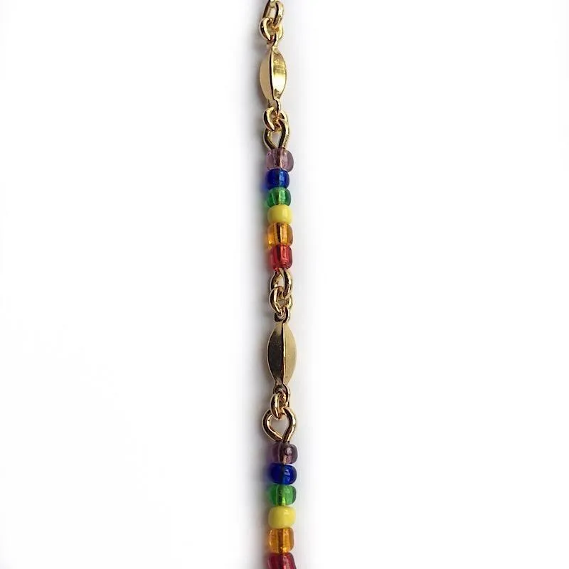 Rainbow Beads in Gold Chain by the Inch (#151)