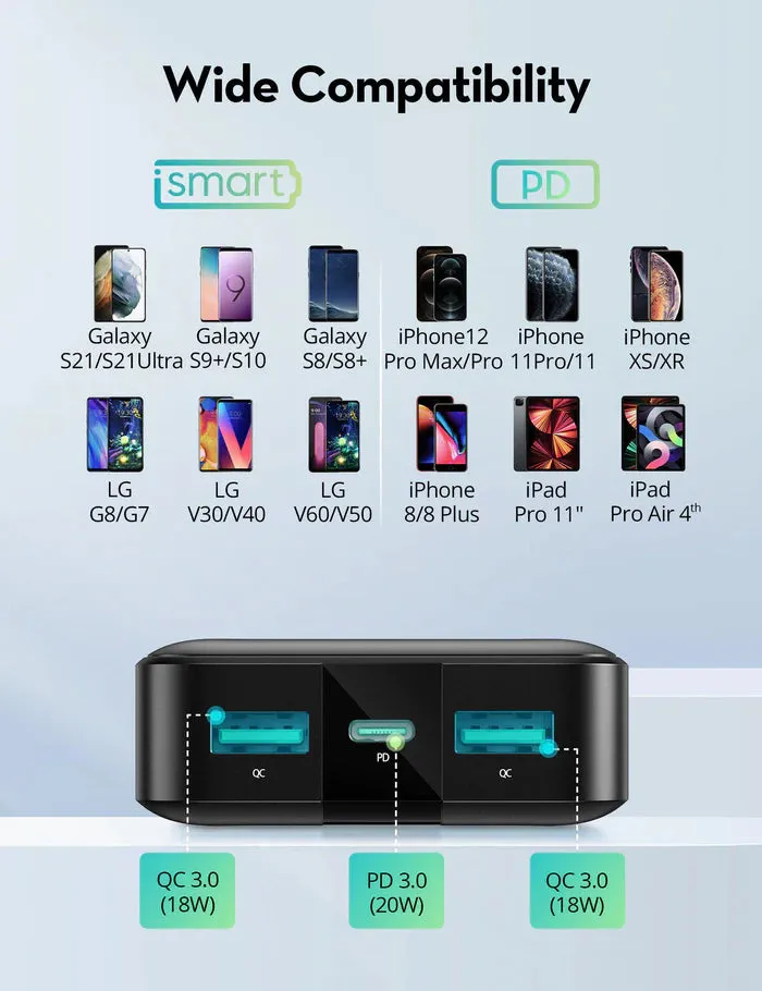 RAVPower RP-PB235  Pioneer 20W 3-Port 20000mAh Power Bank Black