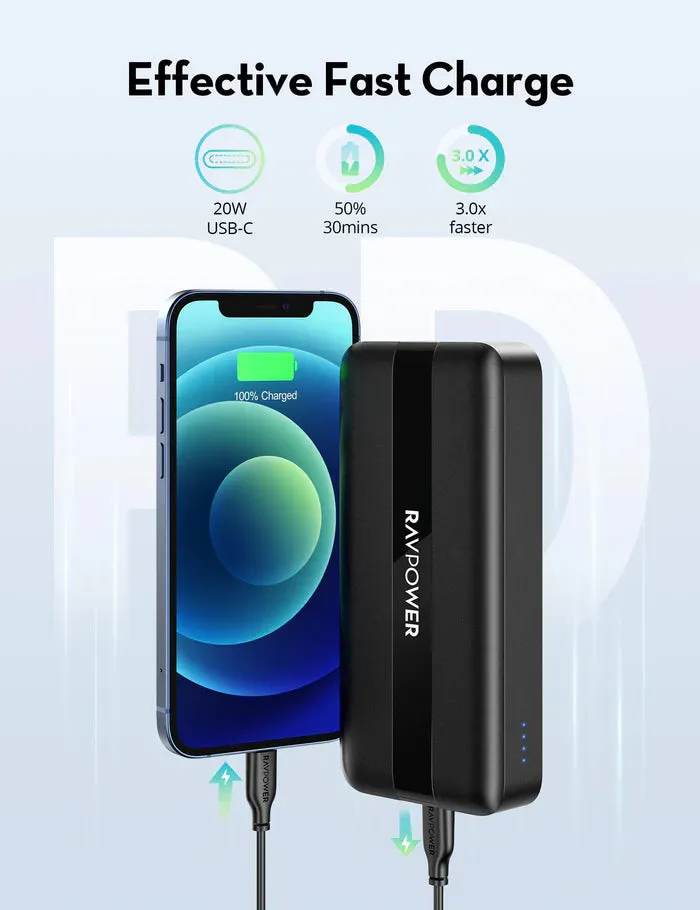 RAVPower RP-PB235  Pioneer 20W 3-Port 20000mAh Power Bank Black