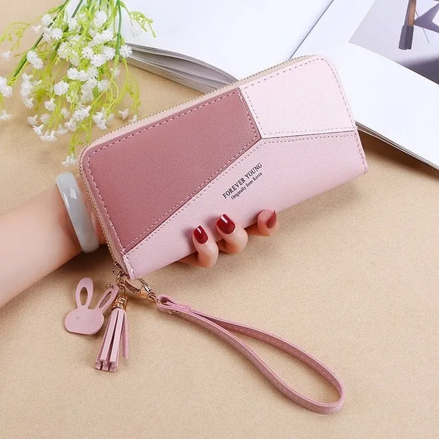 Realaiot Fashion Wallets Zipper Coin Purse Lady Long Short Purses Handbags Women Clutch Cards Holder PU Leather Moneybag Billfold Wallet