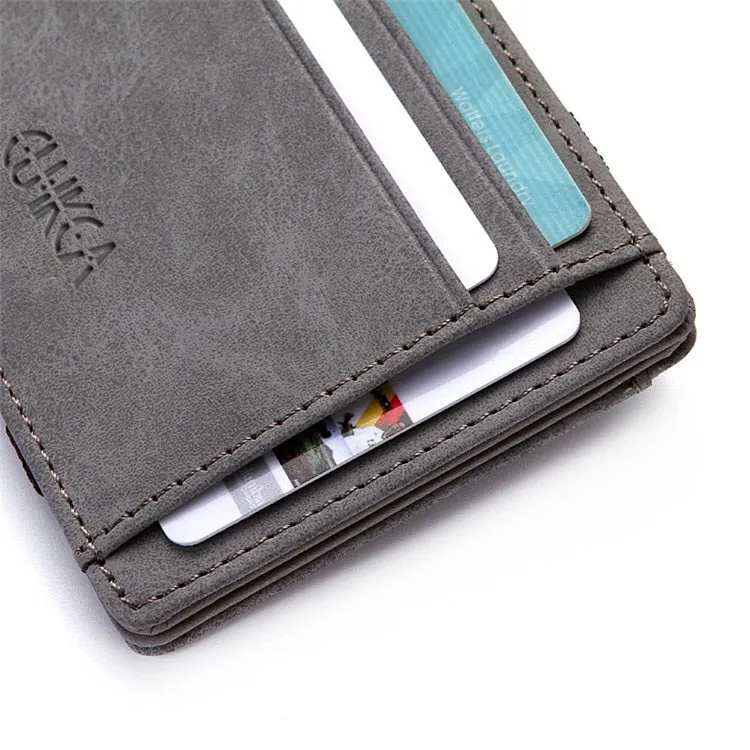Realaiot Ultra Thin New Men Male PU Leather Mini Small Magic Wallets Zipper Coin Purse Pouch Plastic Credit Bank Card Case Holder