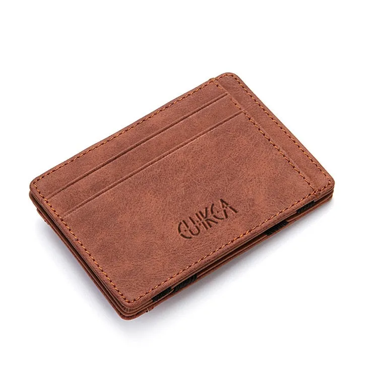 Realaiot Ultra Thin New Men Male PU Leather Mini Small Magic Wallets Zipper Coin Purse Pouch Plastic Credit Bank Card Case Holder