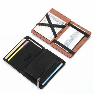 Realaiot Ultra Thin New Men Male PU Leather Mini Small Magic Wallets Zipper Coin Purse Pouch Plastic Credit Bank Card Case Holder