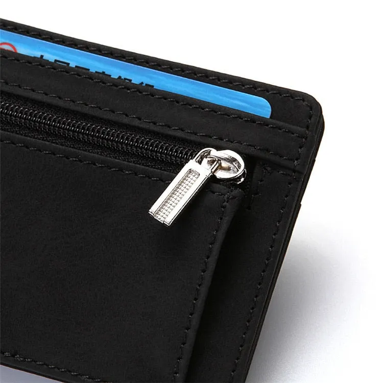 Realaiot Ultra Thin New Men Male PU Leather Mini Small Magic Wallets Zipper Coin Purse Pouch Plastic Credit Bank Card Case Holder