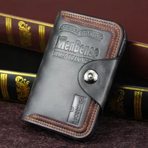 Realaiot Vintage men's Wallet Magnet Hook Three Fold Wallets For Man Made Of Natural Leather Compartment Purse Men Famous Brand