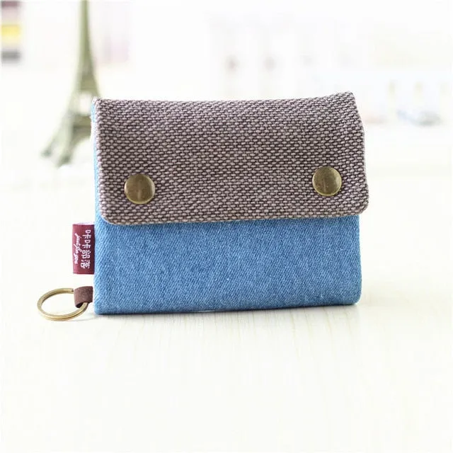 Realaiot Women Cotton Fabric Short Wallet for Female Large Capacity Coin Purse Card Holder Ladies Multifunction Men Purse Carteira