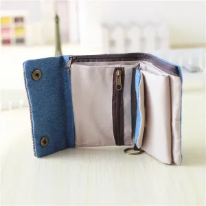 Realaiot Women Cotton Fabric Short Wallet for Female Large Capacity Coin Purse Card Holder Ladies Multifunction Men Purse Carteira