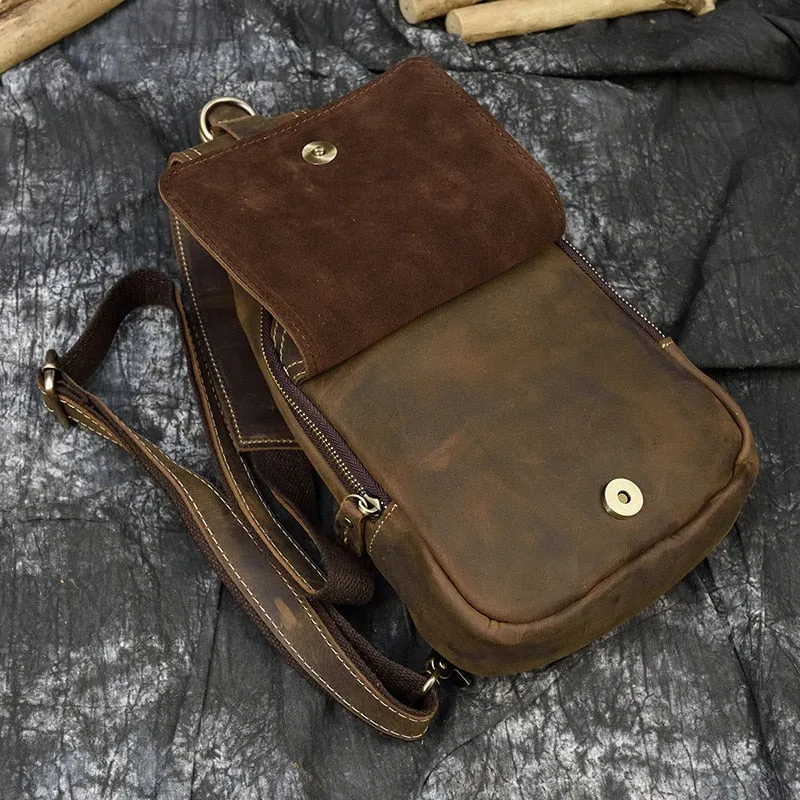 Ringo Vintage Leather Single Strap Pack Crossbody Bag Sling Bag - Brown
