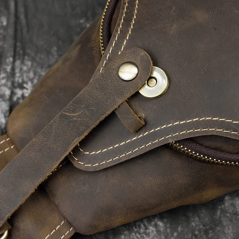 Ringo Vintage Leather Single Strap Pack Crossbody Bag Sling Bag - Brown