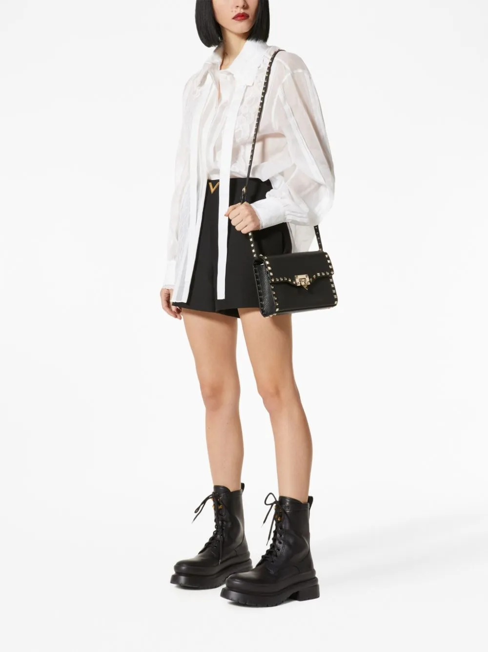 Rockstud small leather shoulder bag