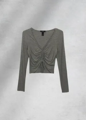 Ruby Gathered Front Crop Top - Gray