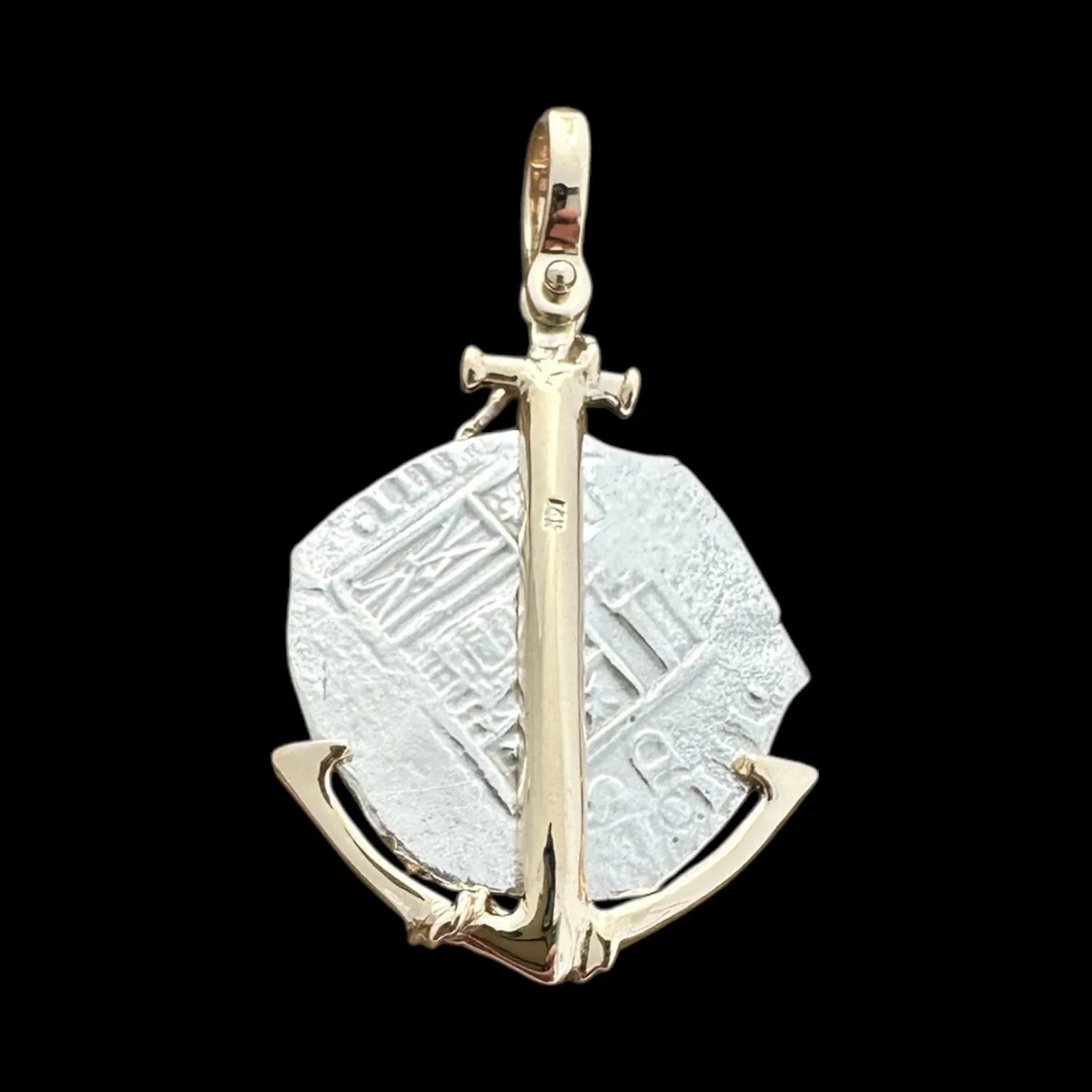 Sao Jose Shipwreck Coin Pendant Set in 14k Anchor #05SJ-000038