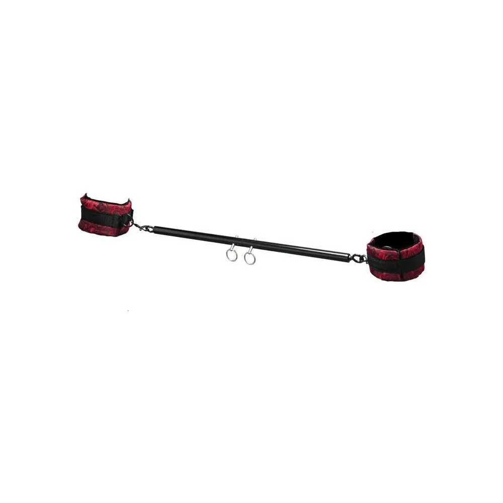 Secret Kisses Rosegasm Spreader Bar Set with Ankle Cuffs - Red/Black