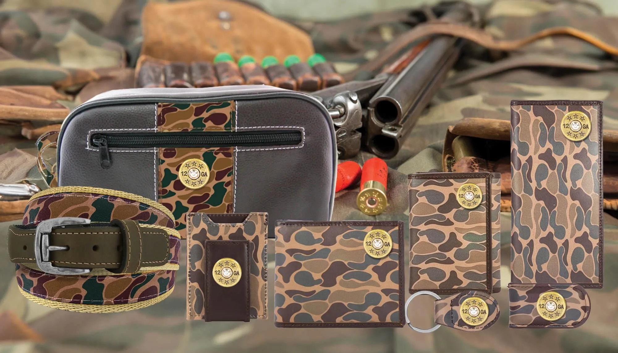 Shotshell Men's Trifold Old School Camo Leather Wallet.