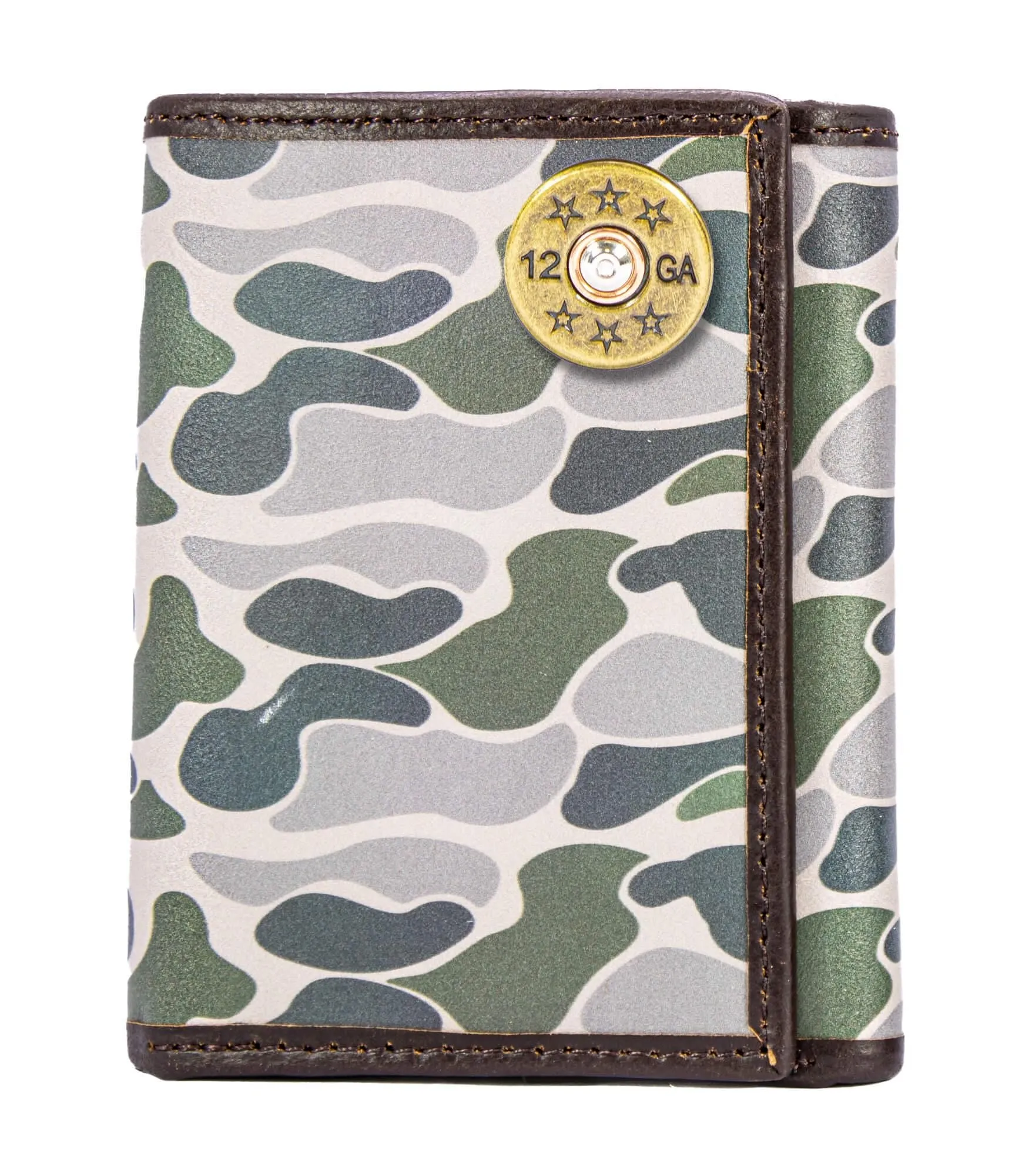 Shotshell Men's Trifold Old School Camo Leather Wallet.