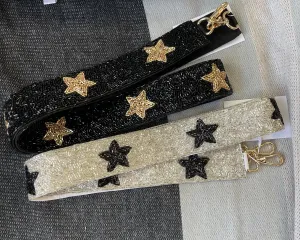 SILVER/BLACK STAR PURSE STRAP