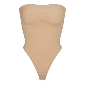 Skims XL SEAMLESS SCULPT STRAPLESS THONG BODYSUIT Clay