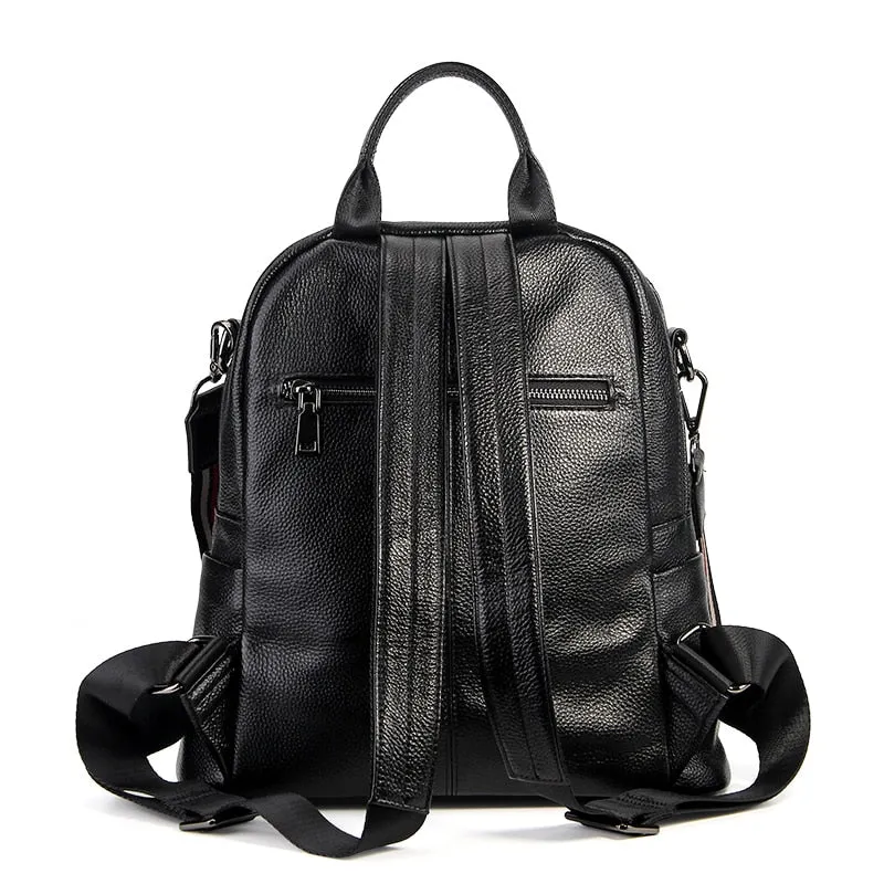 Sleek Alexandria Leather Backpack, Converts to Shoulder Bag, Dark Coffee