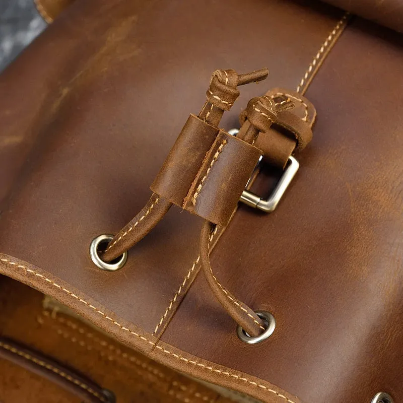 Sleek Bucket Backpack, Crazy Horse Leather, Sienna/Dark Brown, 15 inches
