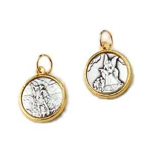St. Michael and Guardian Angel Medal Gold and Silver Two-Tone 1/2"