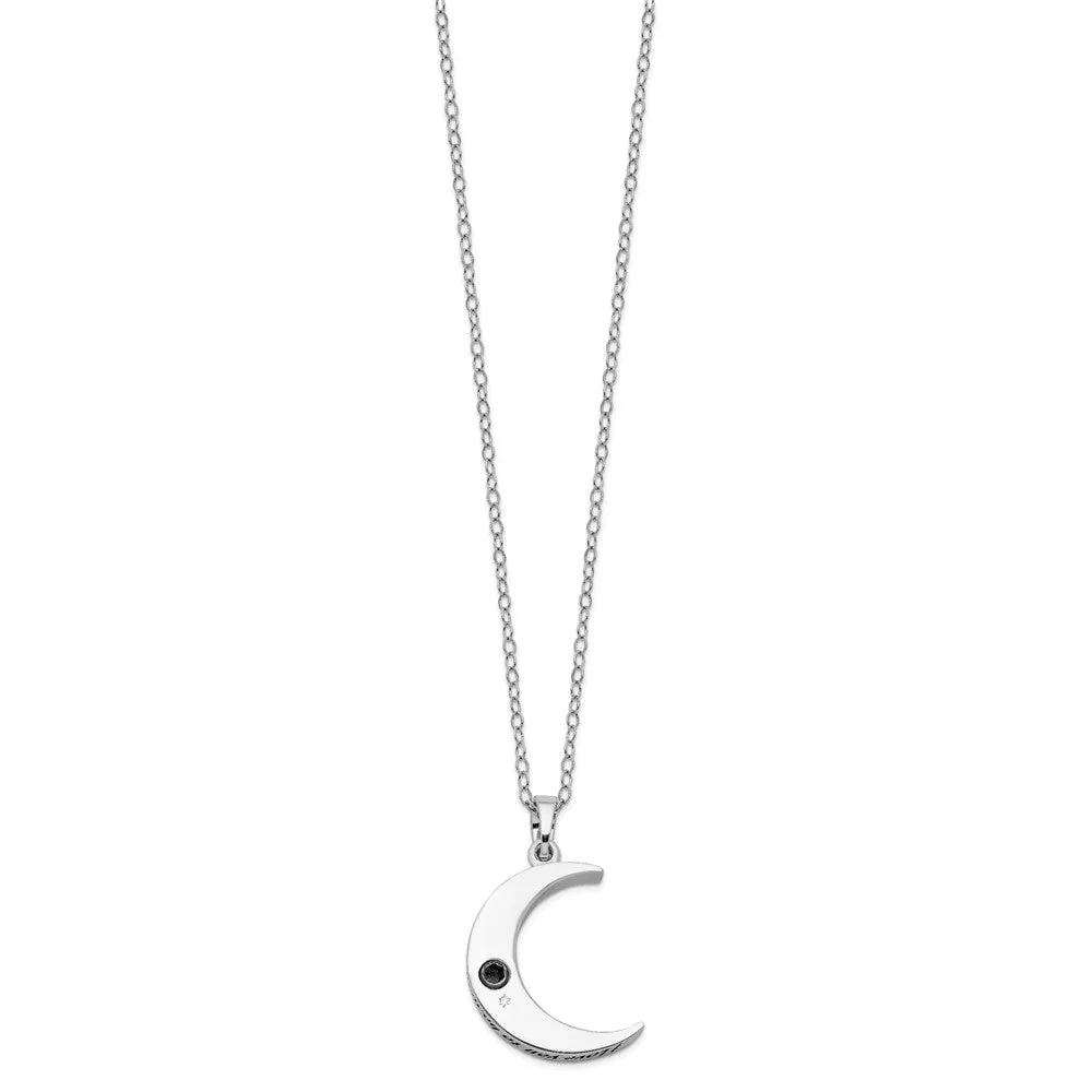 Sterling Silver Antiqued Quarter Moon Ash Holder Necklace