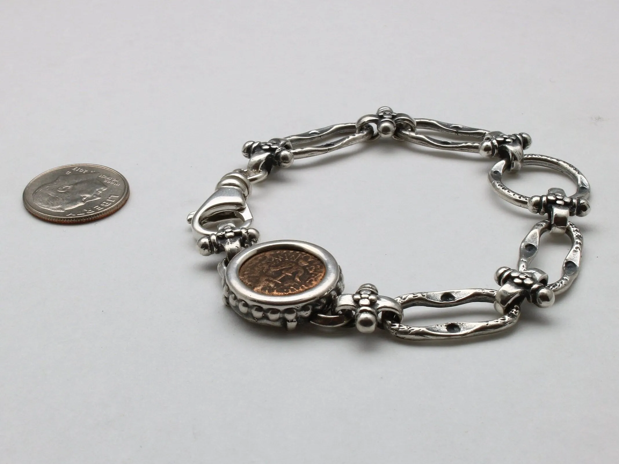 Sterling Silver Bracelet, Widows Mite, Ancient Prutah Coin, 00234