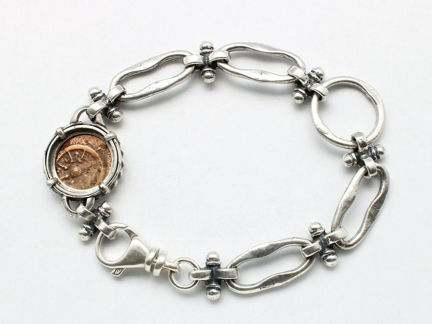 Sterling Silver Bracelet, Widows Mite, Ancient Prutah Coin, 00234