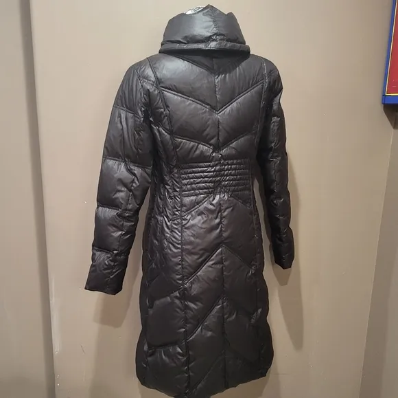 STEVE MADDEN Dark Chocolate Brown Down Filled Quilted Maxi Puffer Coat sz S