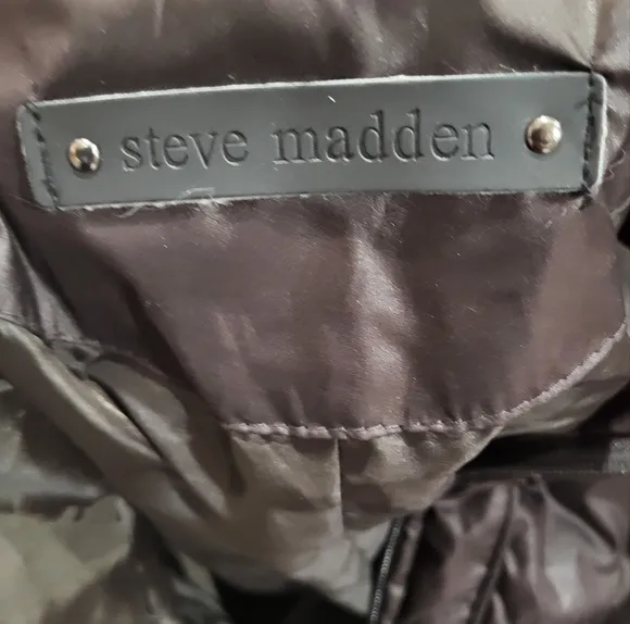 STEVE MADDEN Dark Chocolate Brown Down Filled Quilted Maxi Puffer Coat sz S