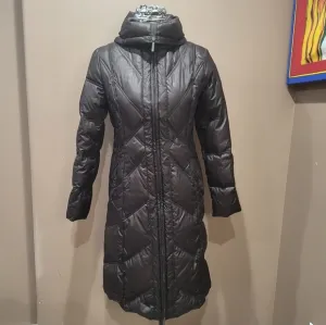 STEVE MADDEN Dark Chocolate Brown Down Filled Quilted Maxi Puffer Coat sz S