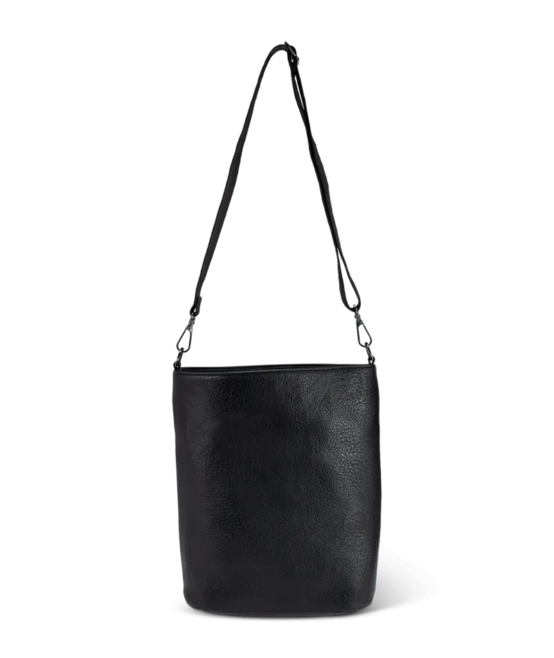 Strapped PU Shoulder Bag - Black