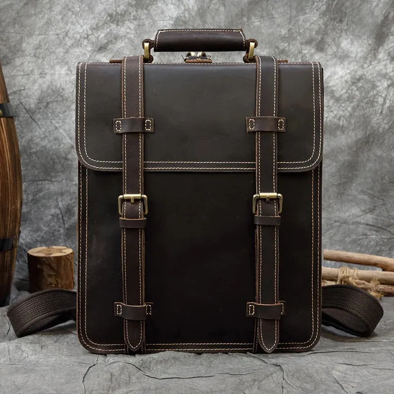 StreamLine Leather Backpack - Tech Sleeve - Brown/Dark Brown - 14 inches