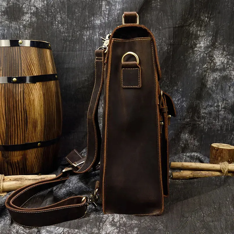 StreamLine Leather Backpack - Tech Sleeve - Brown/Dark Brown - 14 inches