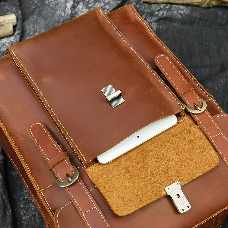 StreamLine Leather Backpack - Tech Sleeve - Brown/Dark Brown - 14 inches