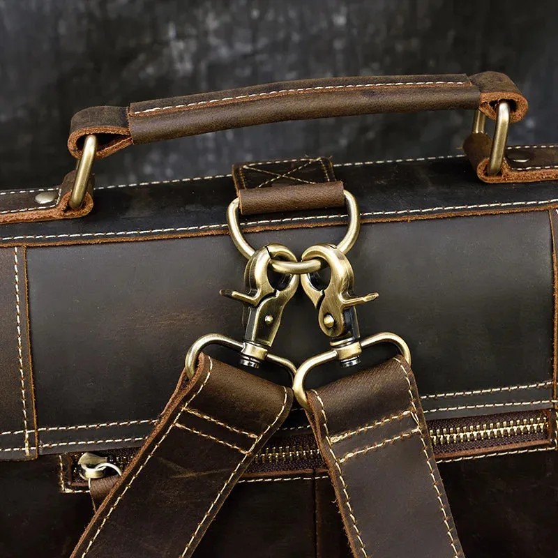 StreamLine Leather Backpack - Tech Sleeve - Brown/Dark Brown - 14 inches