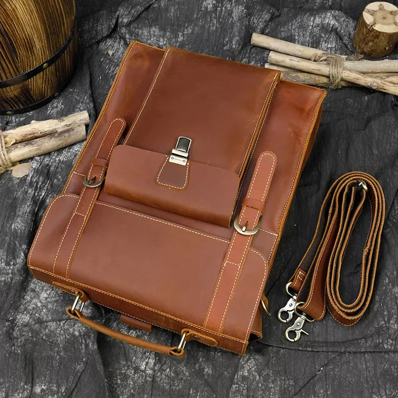 StreamLine Leather Backpack - Tech Sleeve - Brown/Dark Brown - 14 inches